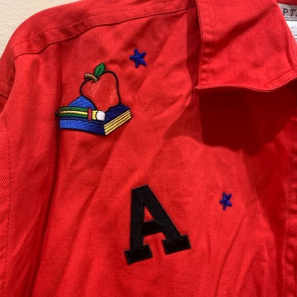 PTNY Teacher ABC 123 Red Buttondown Large Shirt - Picture 2 of 7